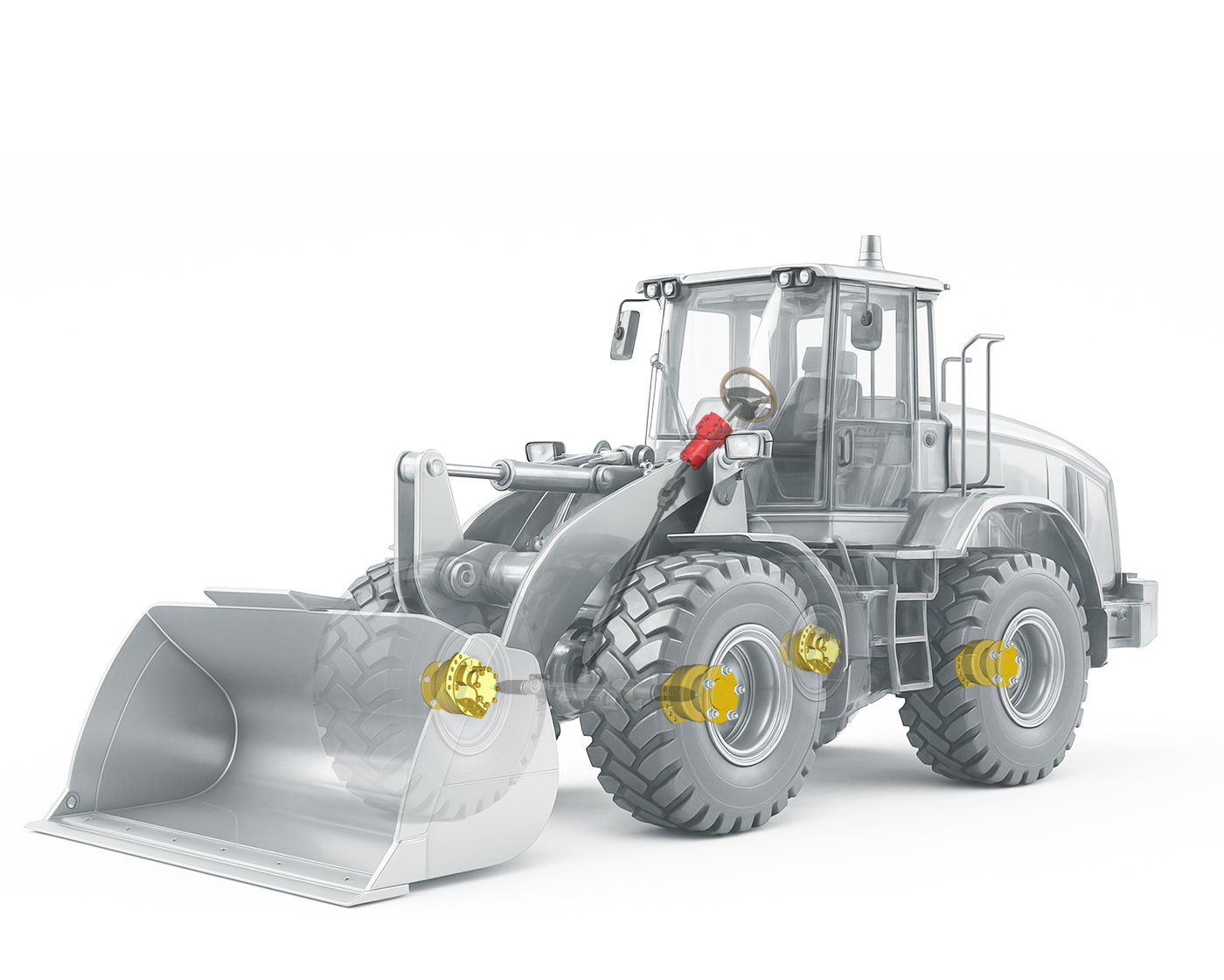 Wheel loader application — TMS03 wheel motor and BDAS5 steering unit