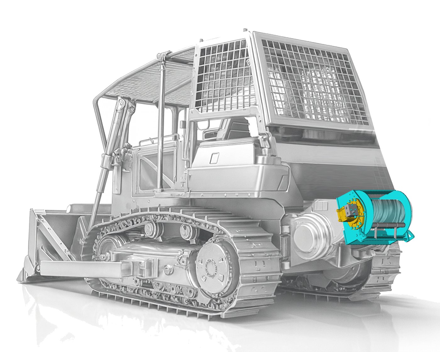 Bulldozer equipped with THOTH YZ3 hydraulic winch