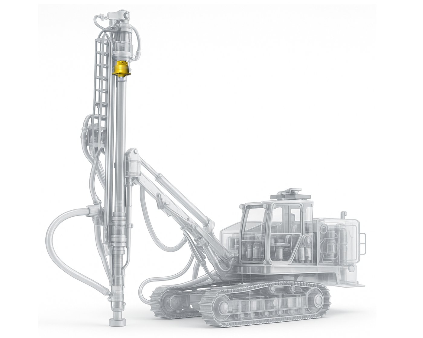 Crawler drilling machine rotary head driven by THOTH TMS05 radial piston motor