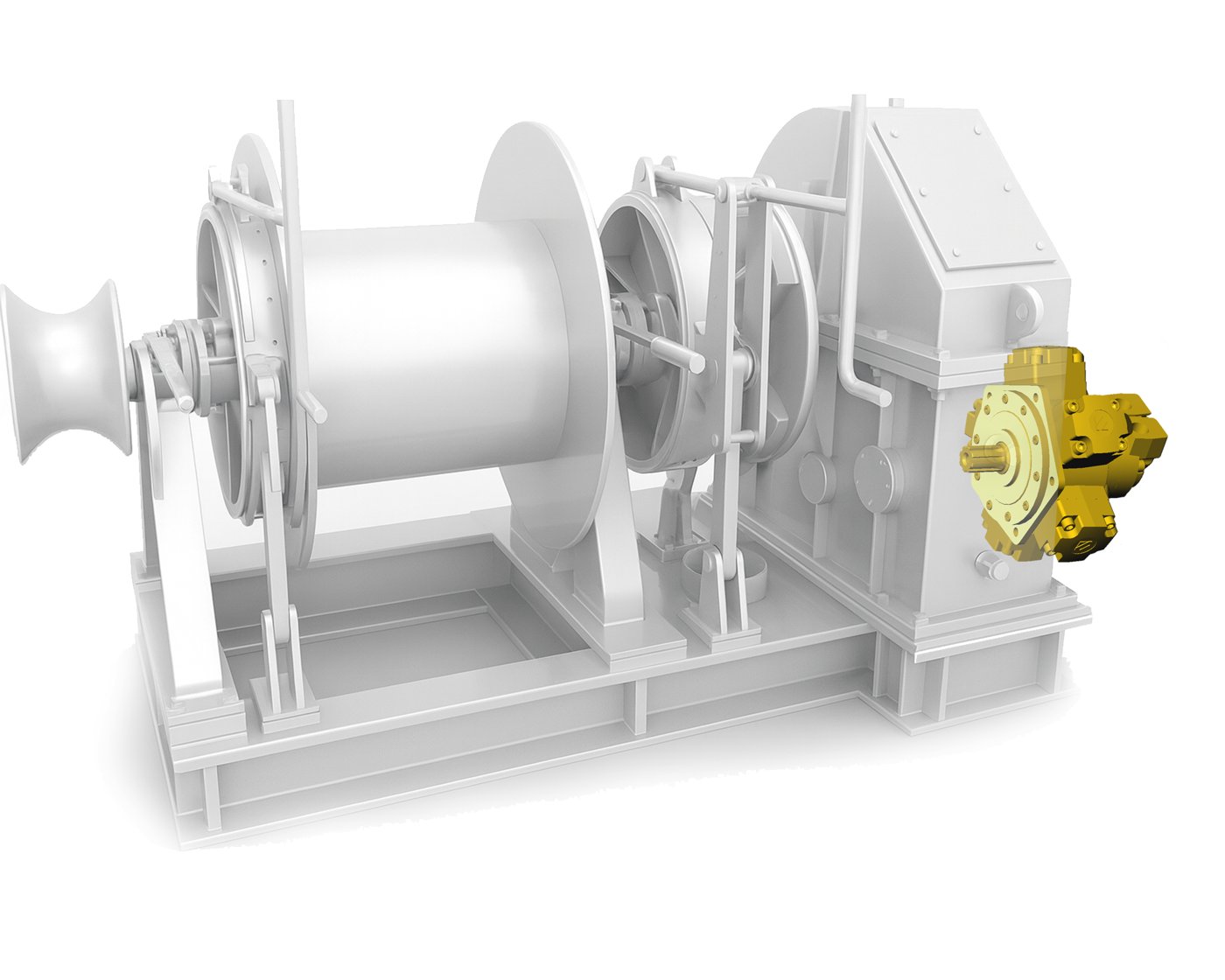 Marine winch driven by THOTH JMDG crank-type radial piston motor