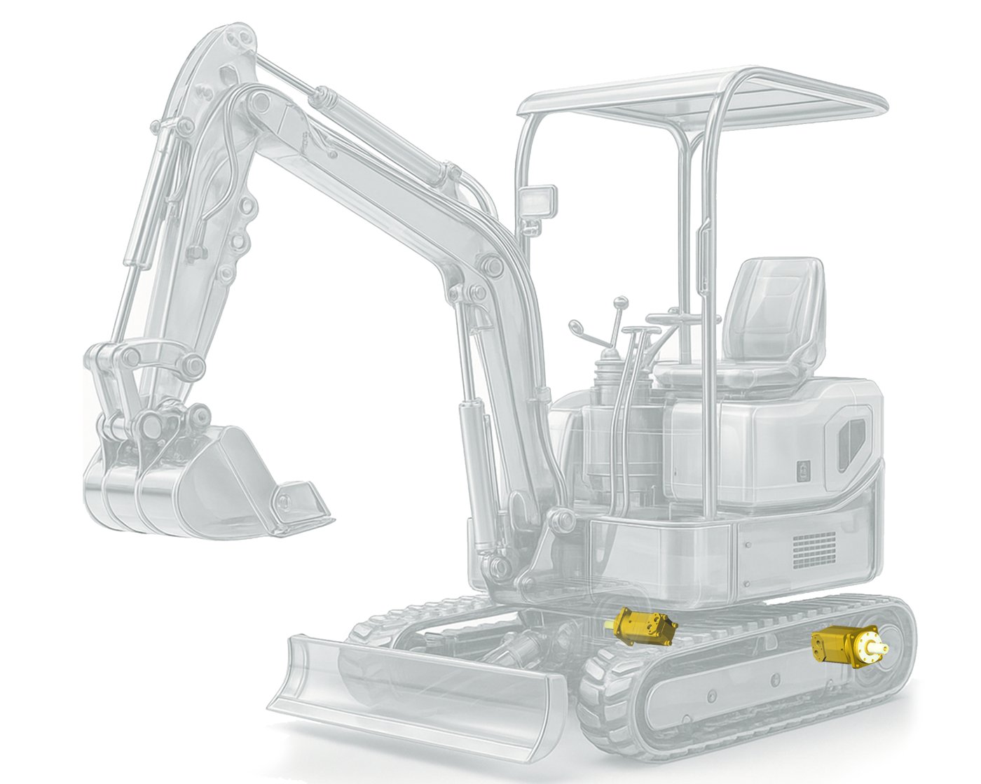 Mini excavator travel drive using THOTH BM4 orbital hydraulic motor