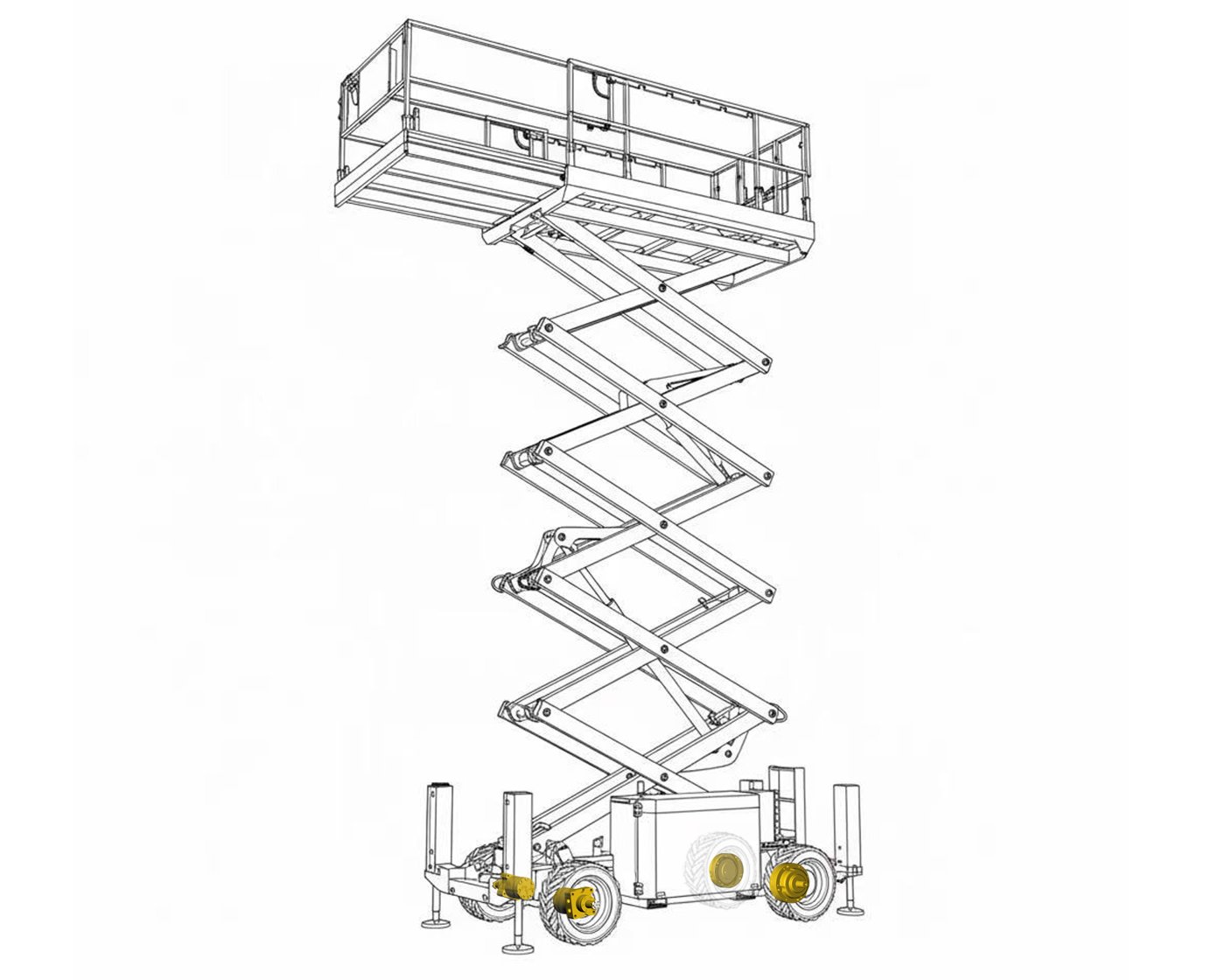 Scissor lift driven by THOTH BREW wheel motor with ZDM disc brake