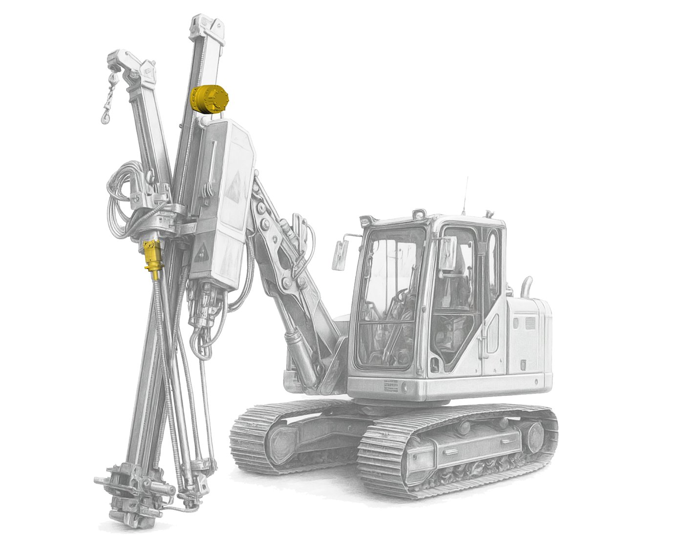 Horizontal directional drilling machine using THOTH TMS03 and BM4 hydraulic motors