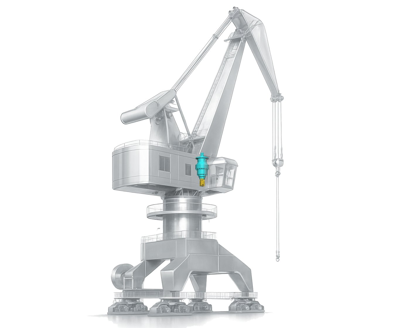 Port crane slew drive using THOTH ZCM3 integrated hydraulic transmission