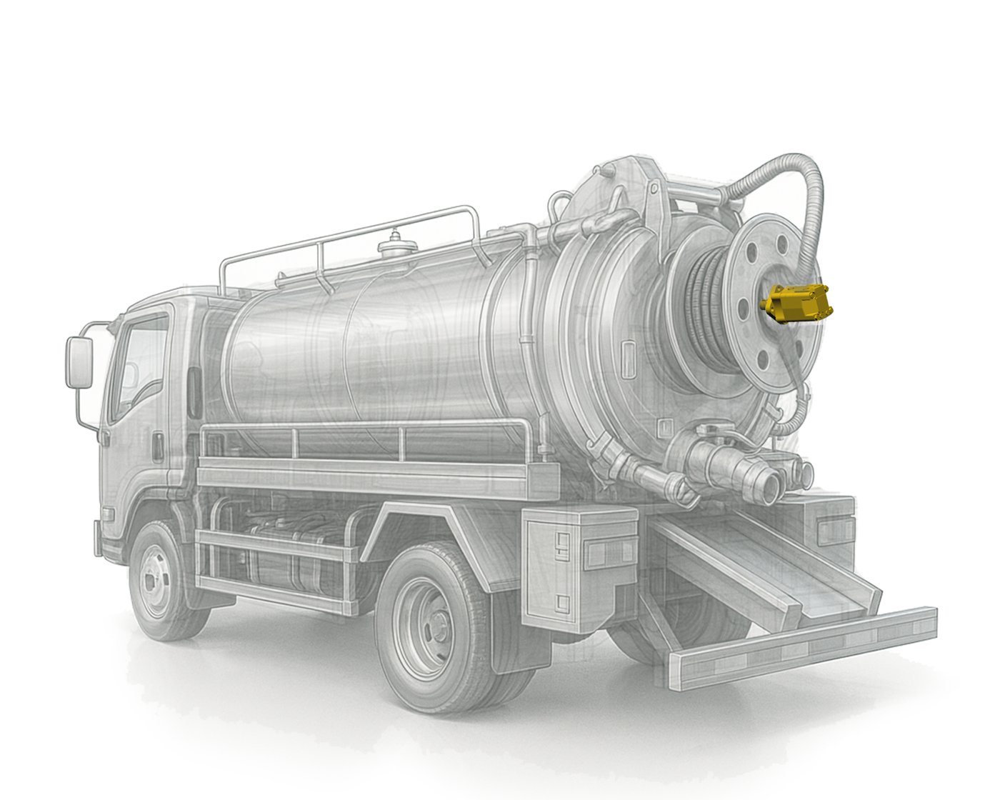 Sewer dredging truck using THOTH BM3Y orbital hydraulic motor