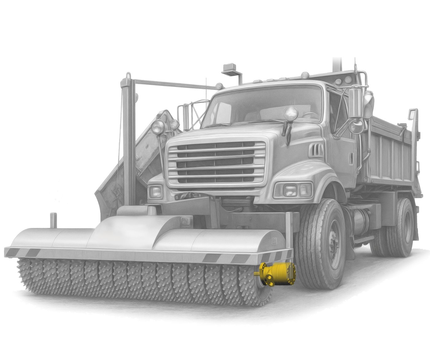 Ice breaker truck rotor driven by THOTH BMH reinforced orbital motor