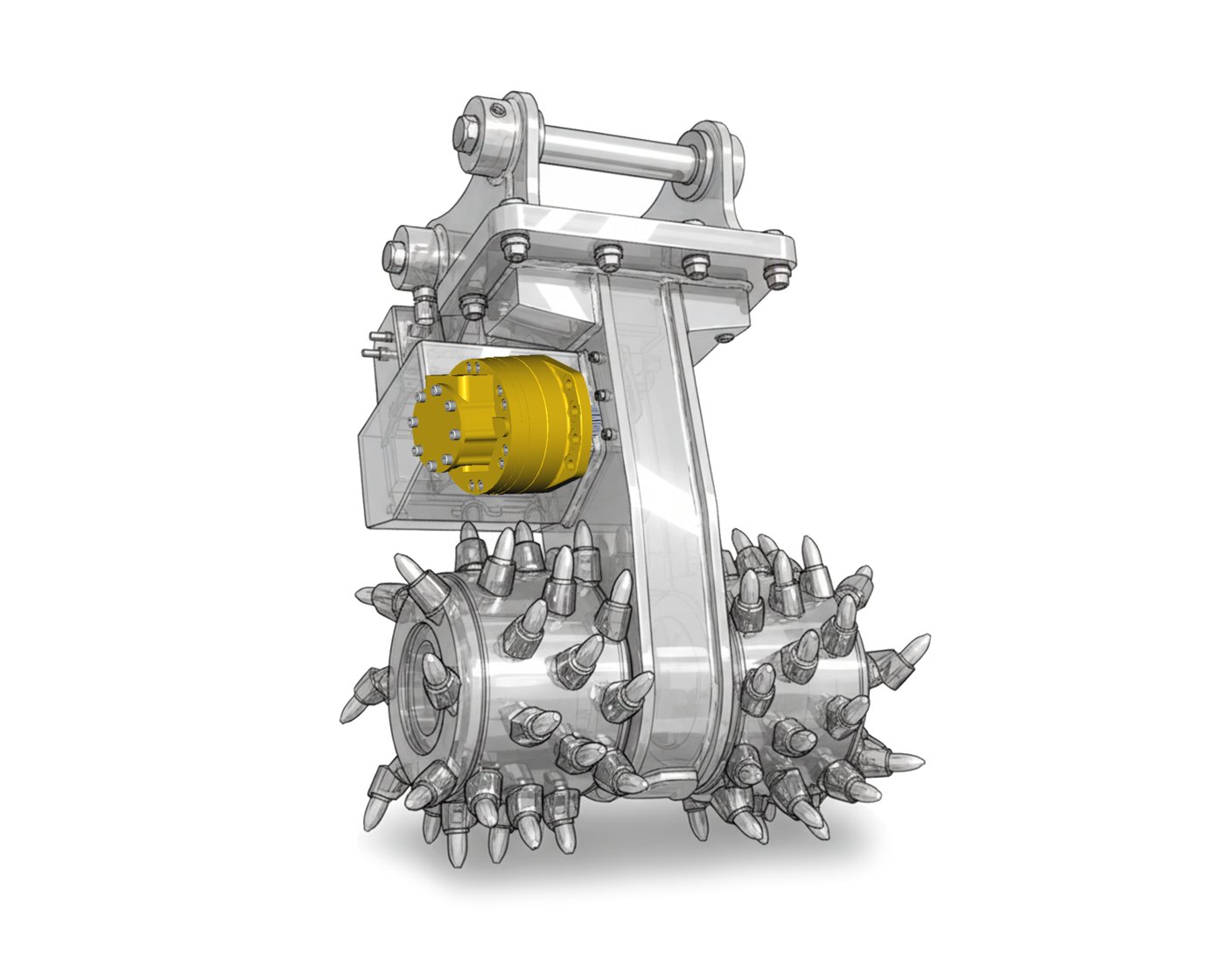 Drum cutter attachment driven by THOTH TMS03 radial piston motor