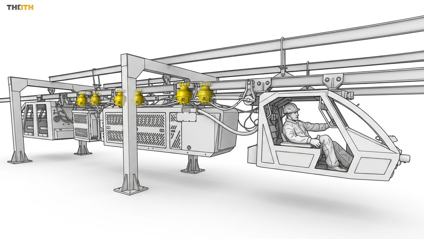 Mining monorail driven by THOTH TMS05 wheel-type radial piston motors