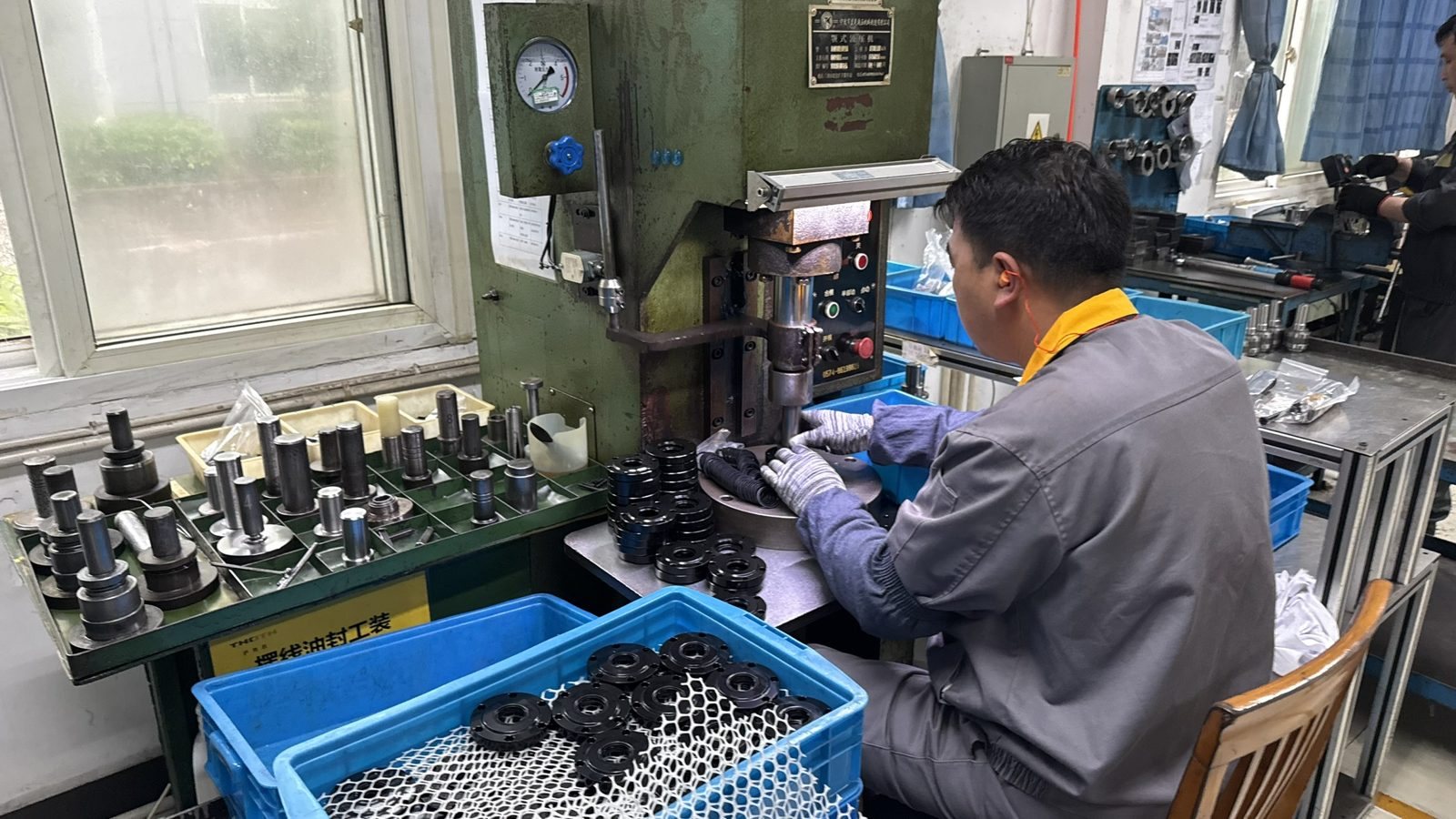 Shaft sub-assembly line for O-ring and bearing installation