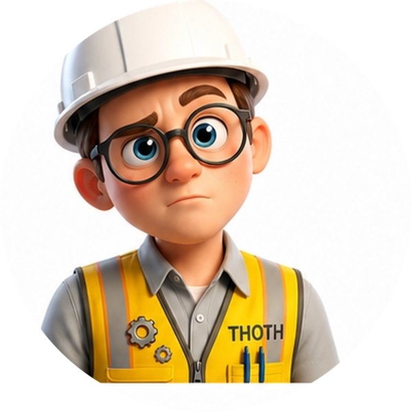THOTH sales guide character, skeptical expression