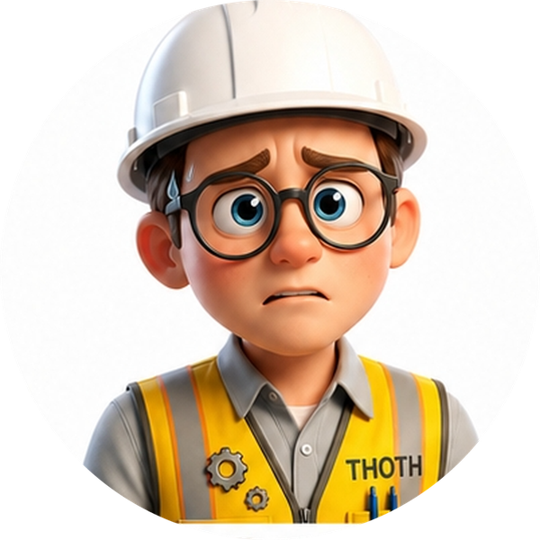THOTH sales guide character, worried expression
